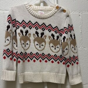 Cream and Brown Deer Sweater